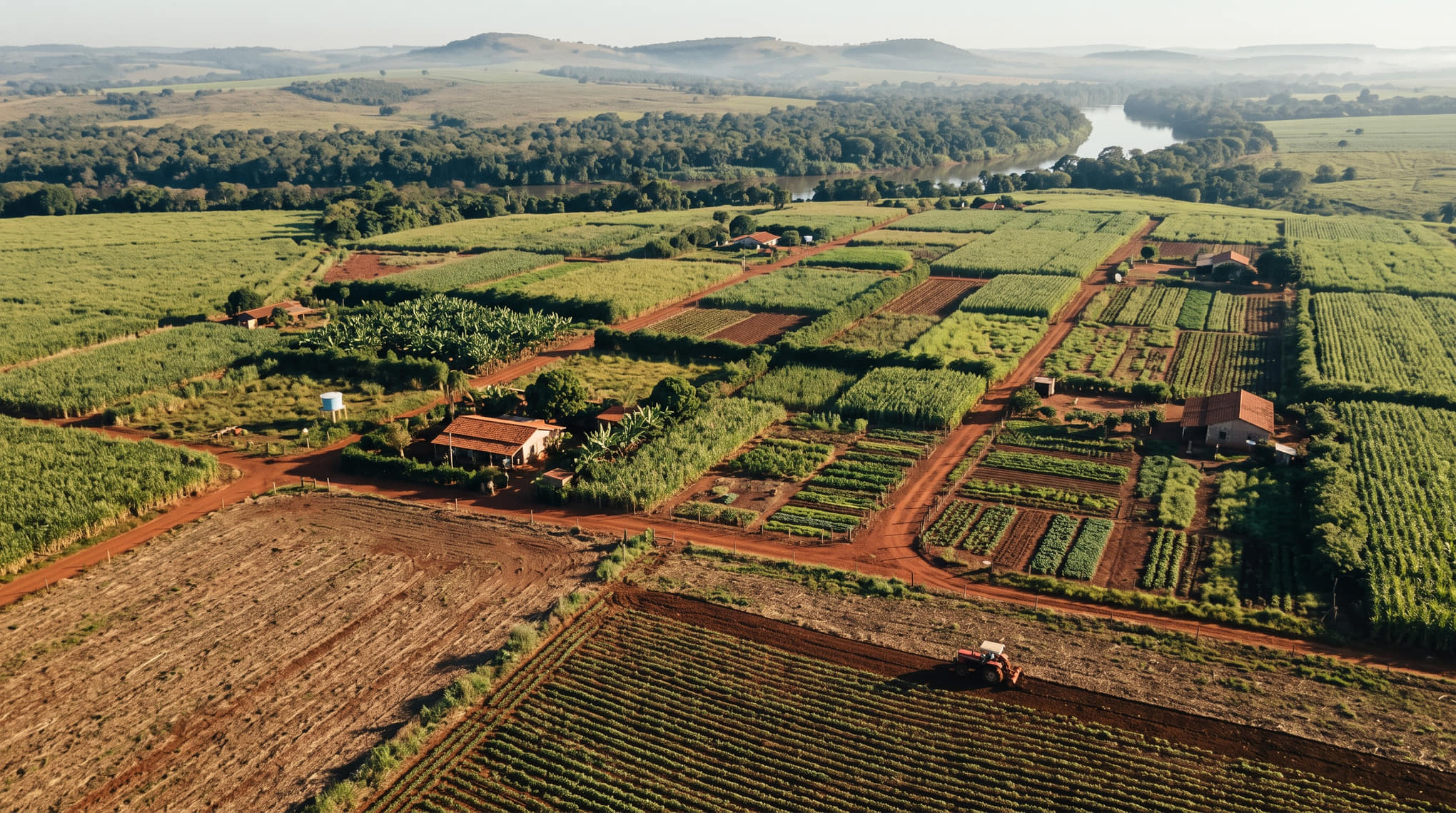 Produção agrícola vista do alto