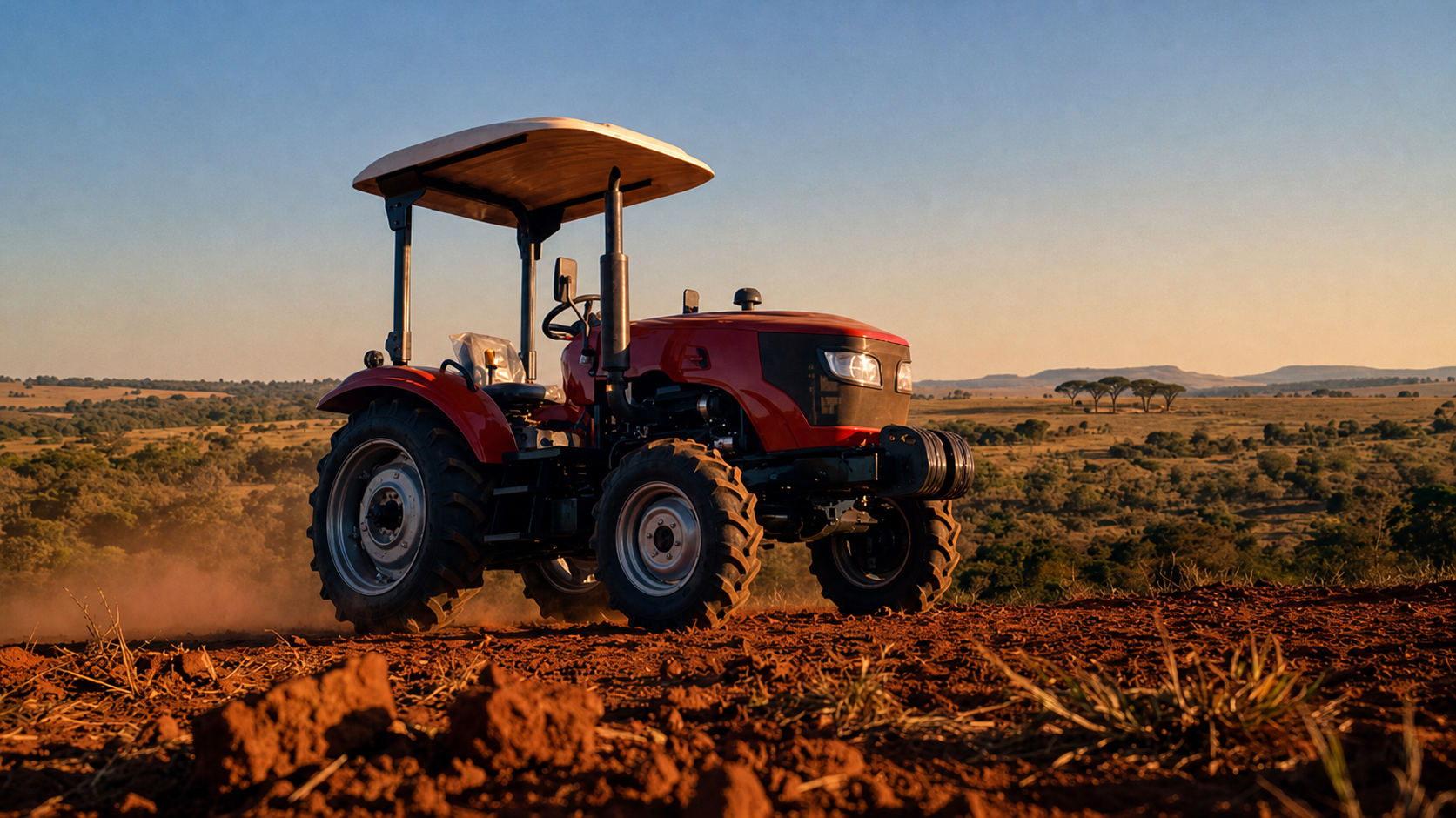 Trator OZ Trac trabalhando no campo